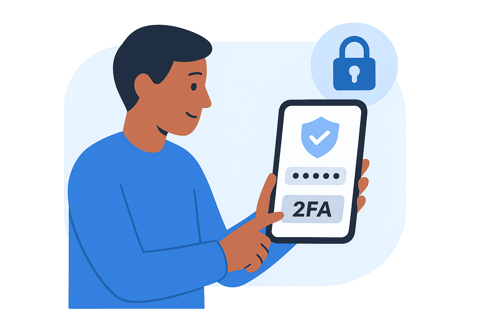 User enabling two-factor authentication on smartphone