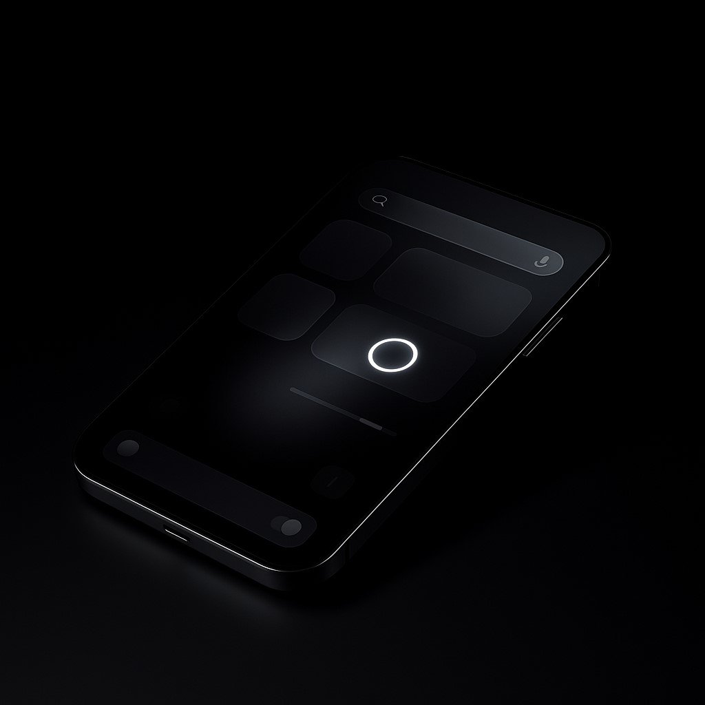 iOS 26 Liquid Glass UI concept with translucent controls and dynamic depth